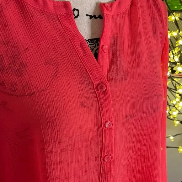 Candies- Sweet oversized blouse in a beautiful bright coral color, Size Large - Picture 10 of 14